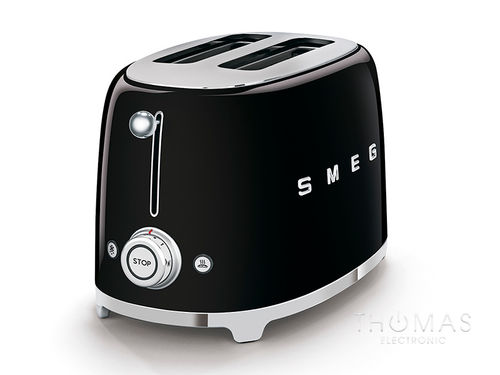 SMEG kompakter 2-Schlitz-Toaster TSF01BLEU in Schwarz