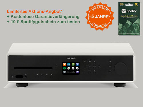 Sonoro Maestro matt weiß - Front schwarz - Edition 5 Jahre Garantie - CD-Receiver & HD-Audiostreamer